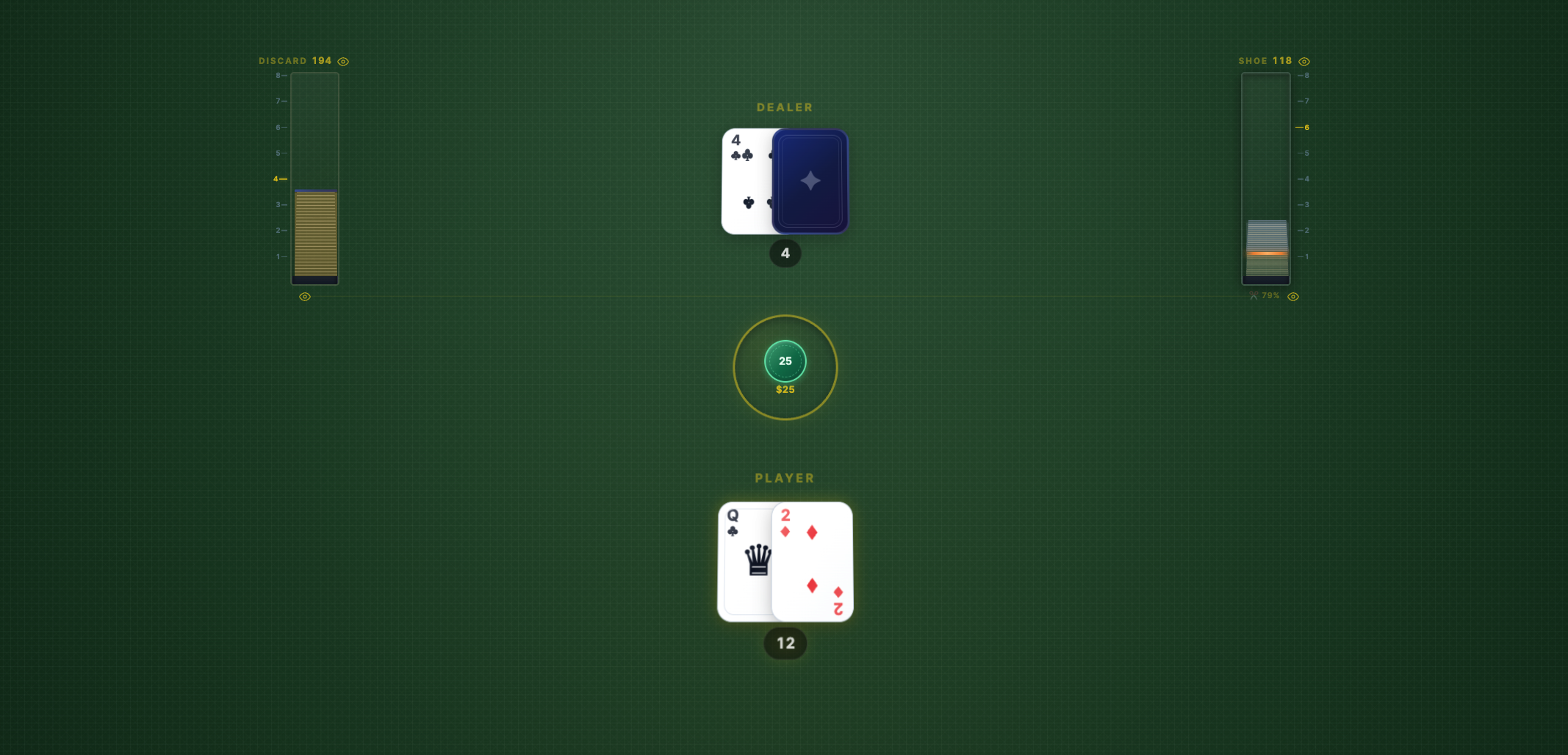 Blackjack table — choose your next move
